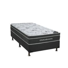 Cama Box Solteiro: Colchão Molas Ortobom Nanolastic Exclusive + Base Crc Suede Gray(88X188)