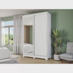 Guarda-roupa 2 Portas de Correr 2 Gavetas com Pés e Espelho