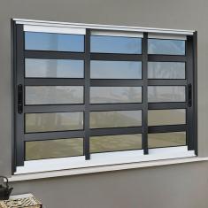 Janela Elite com Travessas 3 Folhas Moveis Sequenciais 100 X 150 Vidro Reflex