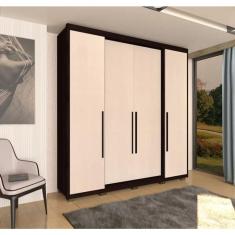 Guarda Roupa Casal Alto Dubai 4 Portas Luciane Móveis Cacau Com Off White