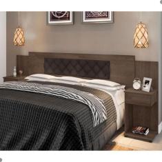 Cabeceira para Cama Box Bruna Casal Queen King MDF MDP Capitonê Chocolate Marrom Casa H