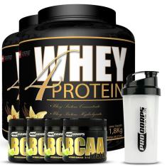 Kit 2 Whey 4 Protein 1,8kg + 4 Bcaa  + 1 Coqueteleira-Unissex