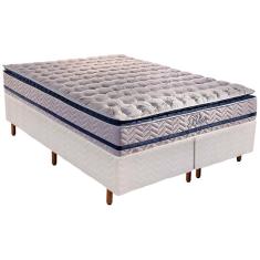 Cama Box King: Colchão Molas MasterPocket Ensacadas Paropas Blue + Base CRC Rústico White(193x203)