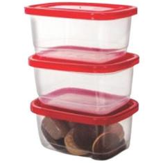 Conjunto 3 Potes Retangular Erca Transparente 1789