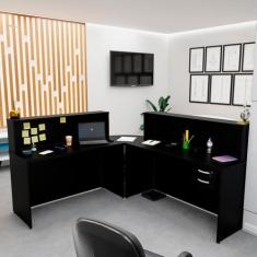 Balcão Atendimento de Canto para Recepção 2 Gavetas - Netmobil