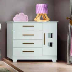 Cômoda 4 Gavetas 1 Porta Fly Tigus Baby, Branco