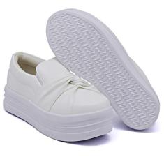 Tênis Slip On Feminino Casual Calce Fácil Nó frontal Sola Borracha Lev