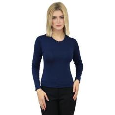 Baby Look Feminina Viscocrepe Manga Longa-Feminino