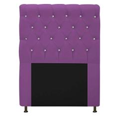 Cabeceira Estofada Cristal 90 cm Solteiro Com Strass Suede Roxo - Doce Sonho Móveis