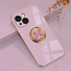 Capa de telefone com anel de atração magnética de revestimento de luxo para iPhone 14 13 12 11 Pro Max Mini X XR 7 8 Plus SE3 Capas macias com suporte, roxo, para iPhone 11