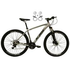  Bicicleta Aro 29 Ksw Xlt 24v Freios Hidráulicos Garfo Suspensão Mtb - Prata\Preto