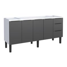 Gabinete Armário Cozinha Jupter  2.00 Mt 100% Aço  P/ Pia -Balção 200 cm -4 Portas - 3 Gavetas