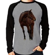Camiseta Raglan Cavalo Andaluz Manga Longa - Foca Na Moda