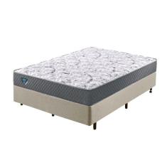 Cama Box Casal Reforçado Linho 138x188x38cm e Colchão Adapto Molas Ensacadas Bege