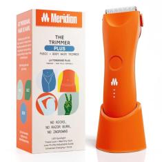 MERIDIAN The Trimmer Plus - Aparador de pelos corporais e barbeador elétrico à prova d'água para homens e mulheres para pelos pubianos, peito, pernas e linha do biquíni, cabo UBS-C e base de