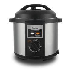 Panela Elétrica de Pressão Midea 6L Inox PPB72, Inox e Preto, 110V