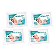 Travesseiro Látex Nasa NL1101 c/ Capa Percal 200 Fios Kit c/ 4 Un 50x70 - Duoflex