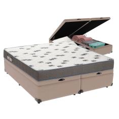 Cama Box Baú Bege E Colchão Light Espuma D33 Queen Ortobom