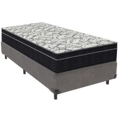 Cama Box Cinza E Colchão Airtech 150 Espuma D45 Solteiro Ortobom