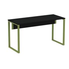 Mesa Escritório P25 TUB Pandin 150 cm (Larg) Tampo MDP Preto Pé Aço Tubular Verde Mirô