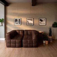 Sofá Guldi Popup com 2 Módulos Canto e 2 Centrais Corino Café
