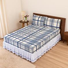 Jogo de cama lençol queen 3 peças percal algodão 200 fios estampado - 