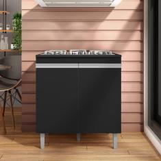 Balcão Para Cozinha 2 Portas United Preto Fosco