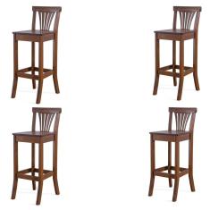 Kit 4 Banquetas Alta Madeira Maciça Pontes Madeira Imbuia