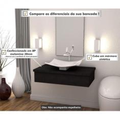 Bancada Para Banheiro 80cm Com Cuba Folha F44 800w Metrópole Compace Preto Onix