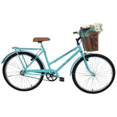 Bicicleta Retrô Aro 26 Freio V-Brake Cesta Plástica tifany