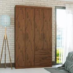 Guarda Roupa Solteiro 4 Portas 3 Gavetas Advantage Batrol Móveis Cappuccino