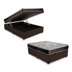 Cama Box Baú Casal Colchão Anny Espuma D23 Acolchões + Box Sintético 57x138x188