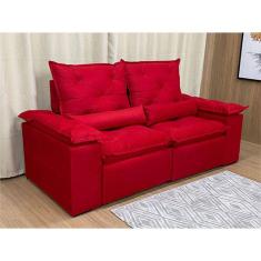 Sofá Retrátil e Reclinável 3 lugares Vermelho 2m de largura e 1,60 aberto