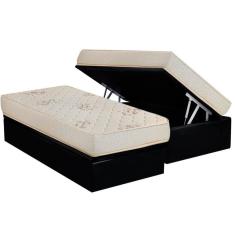 Conjunto Box Baú Solteiro: Colchão Espuma D33 Supreme Floral + Base Crc Suede Black