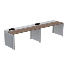Escrivaninha Corporativa para 2 Pessoas 110x79,2cm PSCPP110 Walnut/Cinza