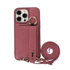 Capa de telefone com cordão crossbody para iPhone 15 14 Plus 13 12 11 Pro Max porta-cartão capa de couro carteira com alça de ombro, ameixa, para iPhone 12 Pro Max