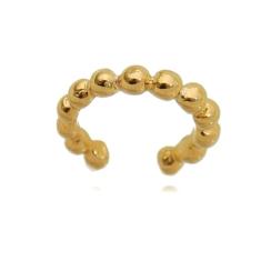 Drusi Semi Joias Brinco de Argola Piercing Argolinha Fake Mini Bolinhas Douradas