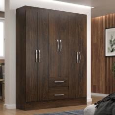 Guarda-Roupa Asia Casal 6 Portas 2 Gavetas Cor Cacau