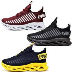 Kit 3 Tênis Trança Black, Amarelo e Bordo 38