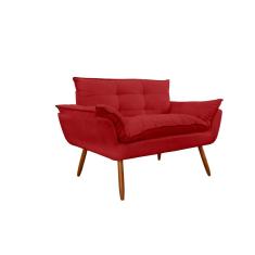 Namoradeira Decorativa para Sala de Estar Opala Suede Vermelho - Montanaris Decor