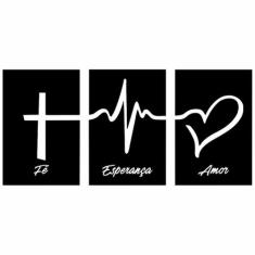 Quadros Fé Esperança Amor frases Kit 3 unidades - Quadros Mais, Madeir