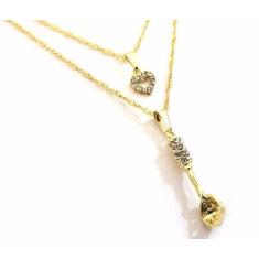 Colar Cordão Duplo Cozinha Concha Folheado - Milena Folheados