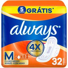 Absorvente Always Maxi Proteção Suave com Abas - 32 unidades