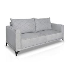 Sofá 3 Lugares Eros Linho Bouclê Cinza Claro 200 cm - Modern