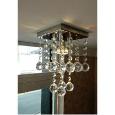 Lustre de Cristal para Lavabo com 25cm de altura e base de inox espelh