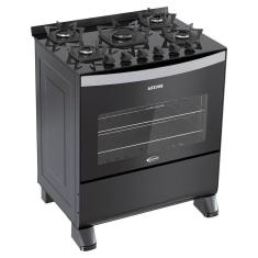 Fogão De Piso Azzure Glass 5 Bocas Easy Clean Clarice Preto Bivolt