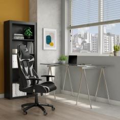 Cadeira Gamer Astuteness Preta e Branca - Mobly