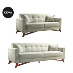 Conjunto de Sofá 2 e 3 Lugares Kivik Oslo Algodão Cru - Keva