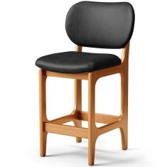 Banqueta Baixa Bar Cozinha E Sala De Jantar Fixa Betta L02 Imbuia Couríssimo Preto