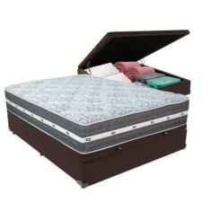 Cama Box Baú Marrom E Colchão Black Graphite Molas Ensacadas Casal 138